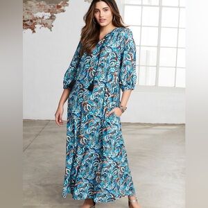 NWT June + Vie by‎ Roaman's Women's Halcion Boho Maxi Dress by Roamans